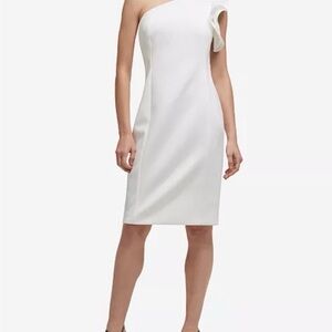 DKNY Chic White One-Shoulder Dress